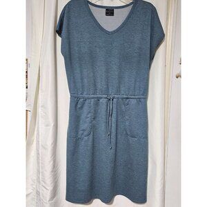 Woman's mininalmist v-neck pullover cropped mid waist lounge jersey midi dress